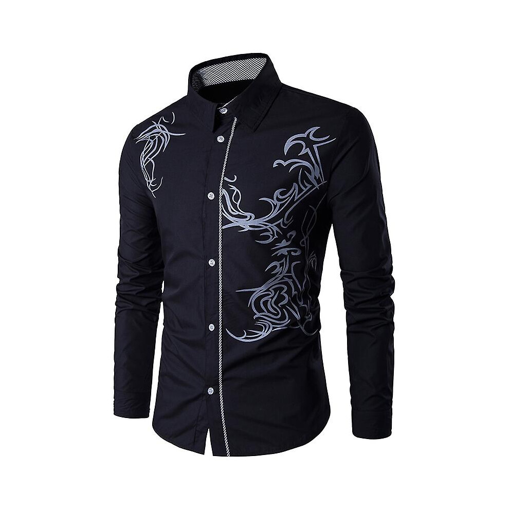New Men's (, M) Casual Long Sleeve Shirt For Black