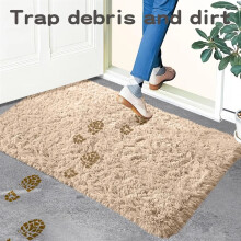 (60 cm x 110 cm (2ft x 3ft 7")_Mat, Beige) Non Slip Shaggy Large Rugs Living Room Bedroom Carpets Area Rug