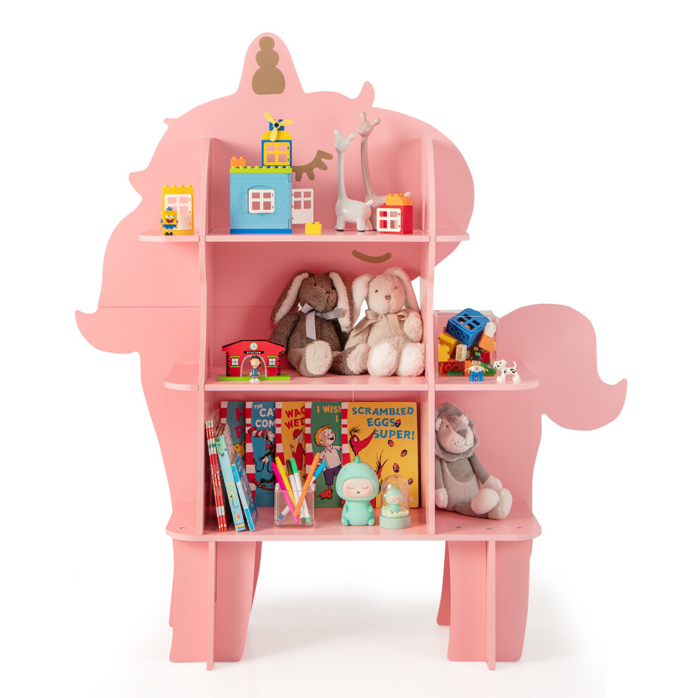 3-Tier Unicorn Kids Bookcase Toy Storage for Kids Room Kindergarten