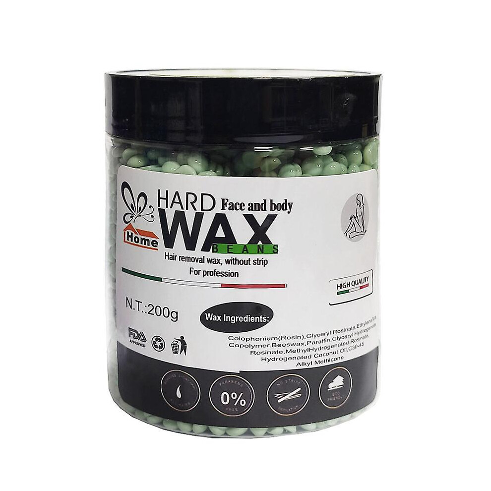 (Green Tea) Hard Wax Beads Hair Removal Wax Beans 200g Depilatory Waxing Kit For Wax Warmer