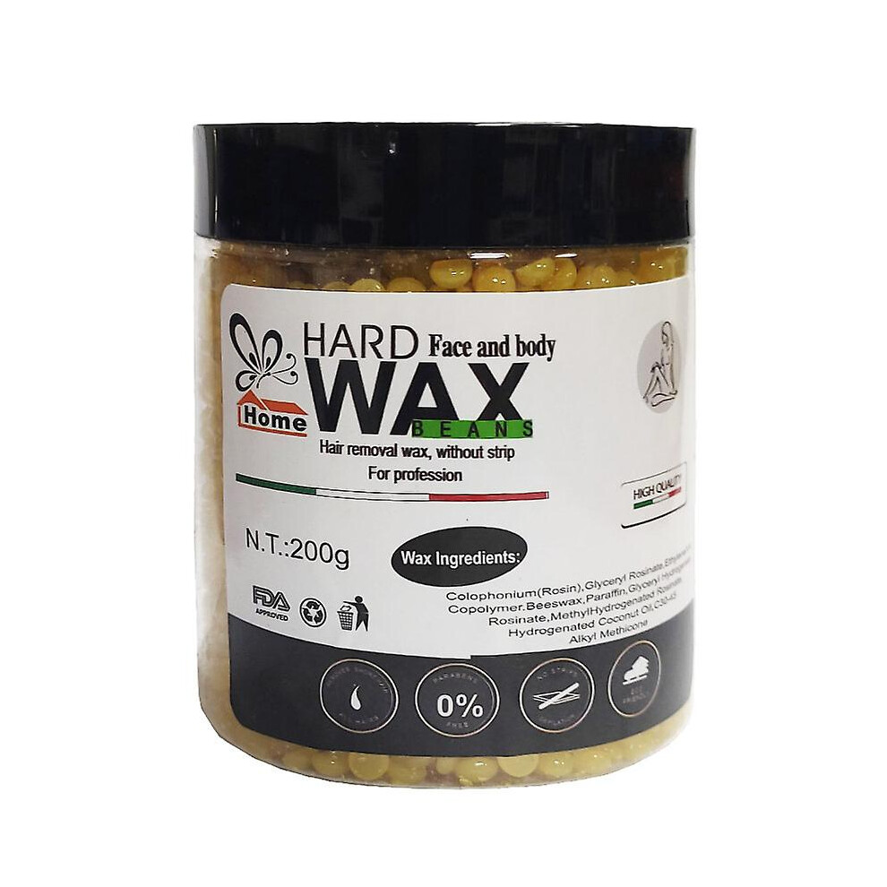 (Lemon) Hard Wax Beads Hair Removal Wax Beans 200g Depilatory Waxing Kit For Wax Warmer