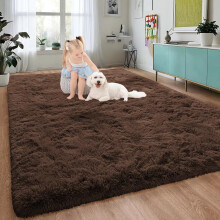 (Brown, 160x230 cm) NON SLIP RUGS SHAGGY THICK RUGS HALLWAY RUNNER LARGE LIVING ROOM BEDROOM CARPETS & DOOR MATS