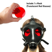 (Translucent Red) Cosplay Half Face Silicone Gas Mask, Latex Fetish Accessories