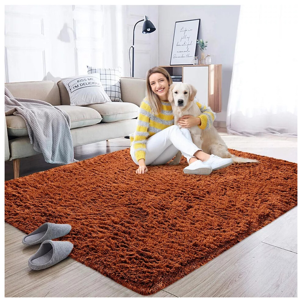 (Shaggy Rug Orange) NON SLIP RUGS SHAGGY THICK RUGS HALLWAY RUNNER LARGE LIVING ROOM BEDROOM CARPETS & DOOR MATS