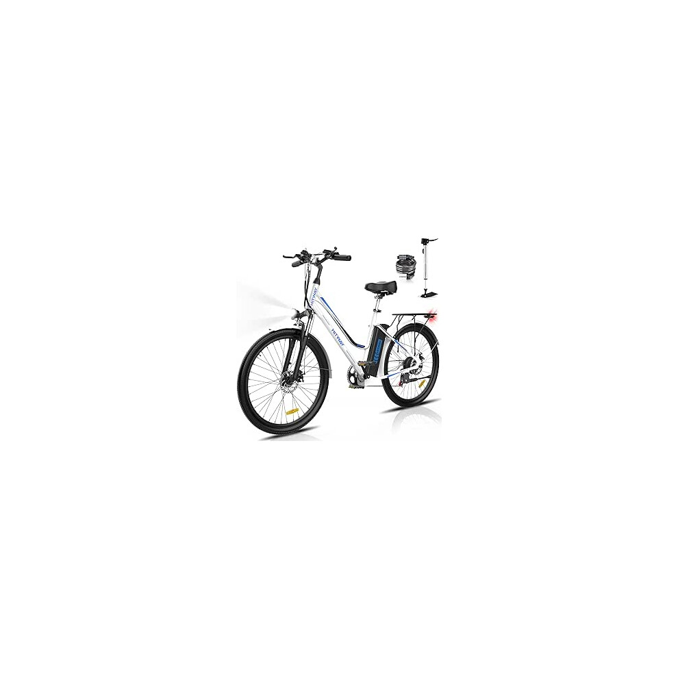 Electric Bike,Bk8, E-bike City Bike 26" Up 90KM (White-blue)