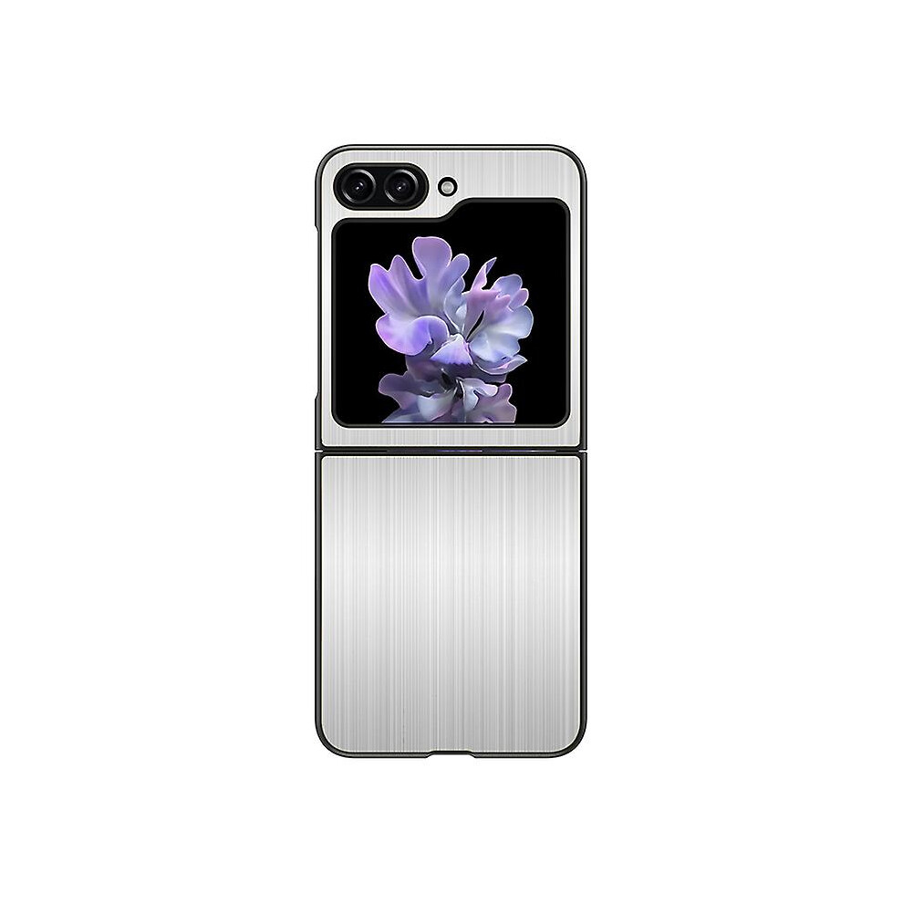 (Silver) Stainless Steel Metal Brushed Case For Samsung Galaxy Z Flip 5,shockproof Folding Cases