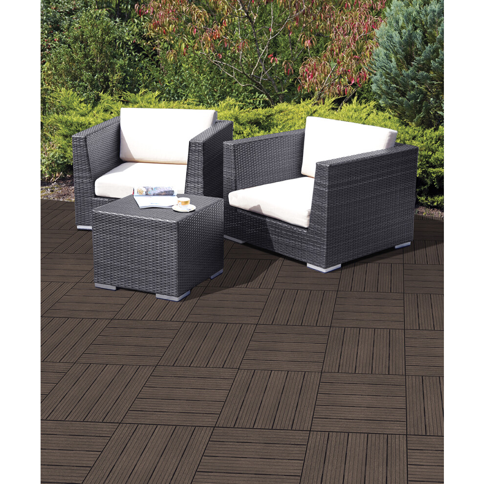 Nicoman (Pack Of 40) Cosmo Garden Patio Composite Decking Tiles Brown