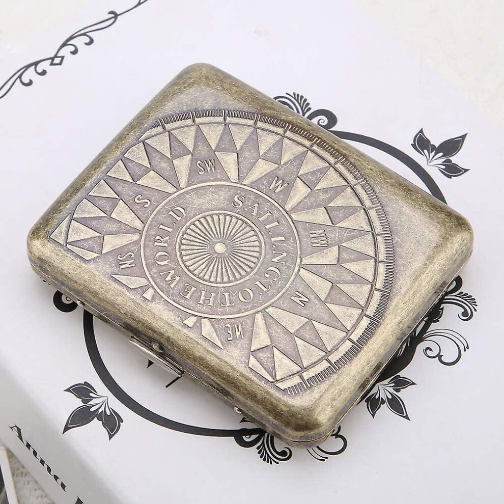 (03) Metal Cigarette Case King Size, Retro Cigarette Case 100Mm For Men Women Vintage Cigarette Box Holder Holds 20 Cigarettes Bronze