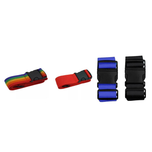 (Blue with Combination, 2pcs) Hampton&Stewart Adjustable Strong Suitcase Luggage Straps 2