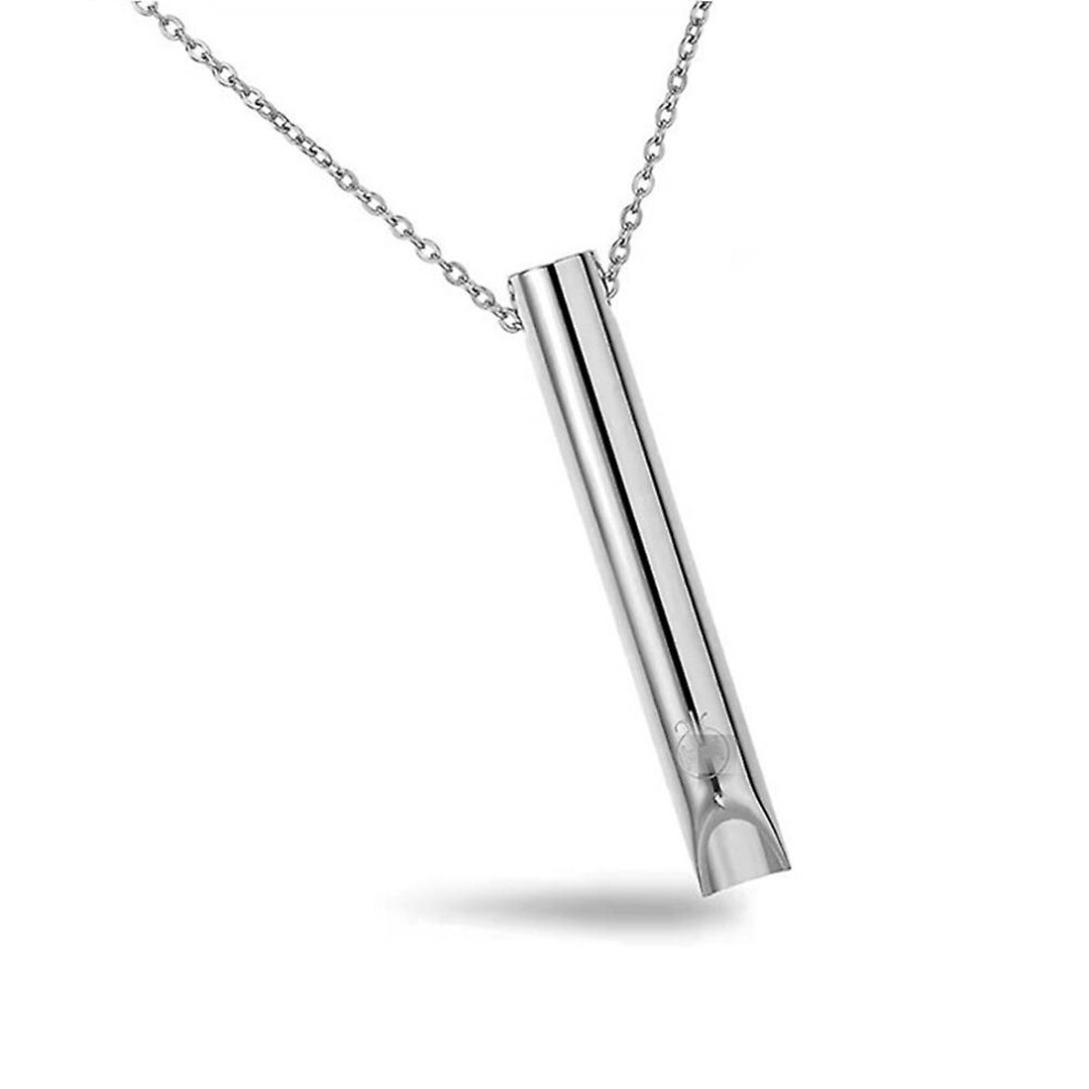 (Silver) Gift Stress Relief Mindful Breathing Necklace Meditation Relaxation Pendant
