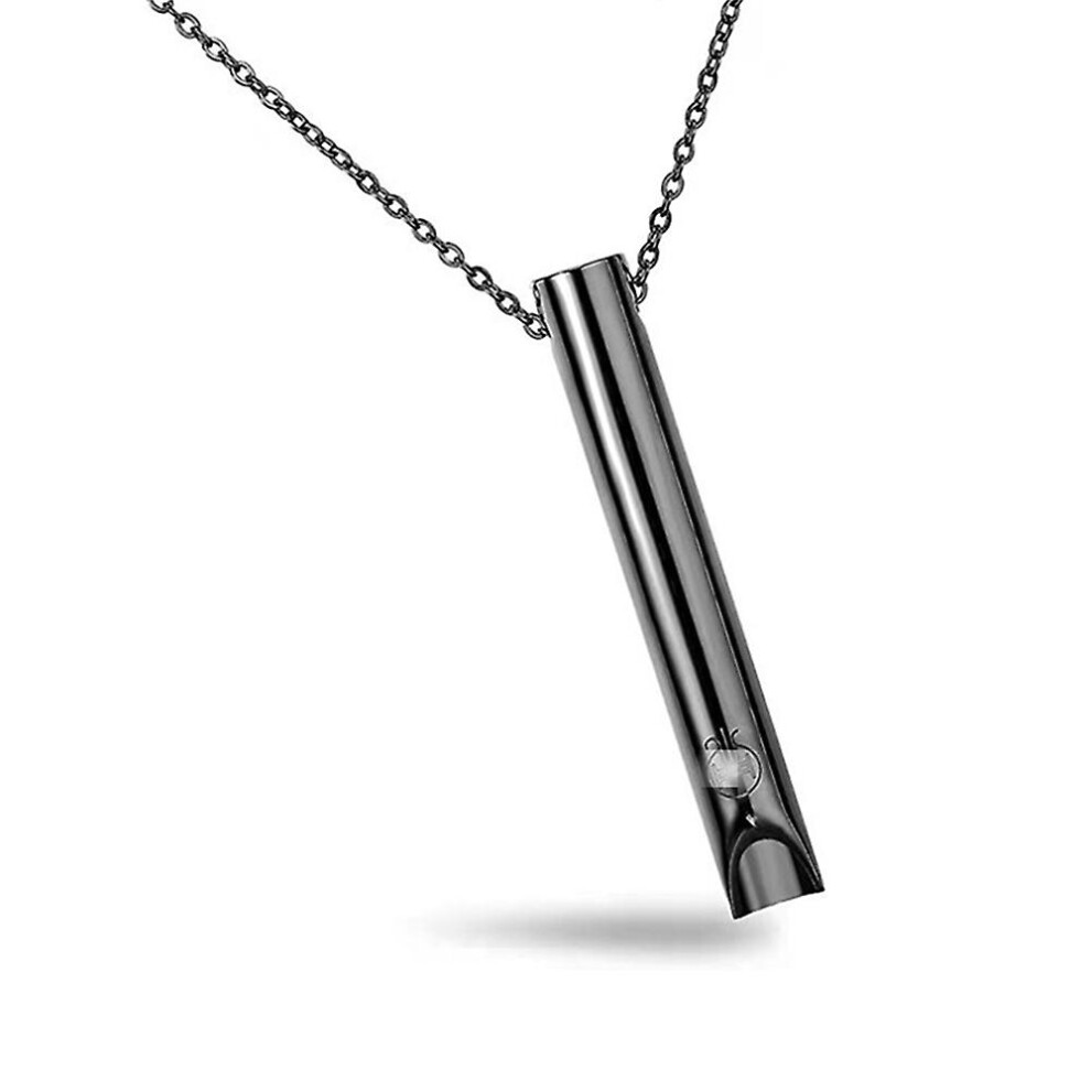 (Black) Gift Stress Relief Mindful Breathing Necklace Meditation Relaxation Pendant Black