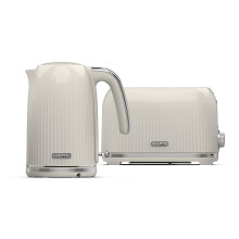 (Cream) Geepas 1750W Toaster&1.7L Cordless Electric Kettle