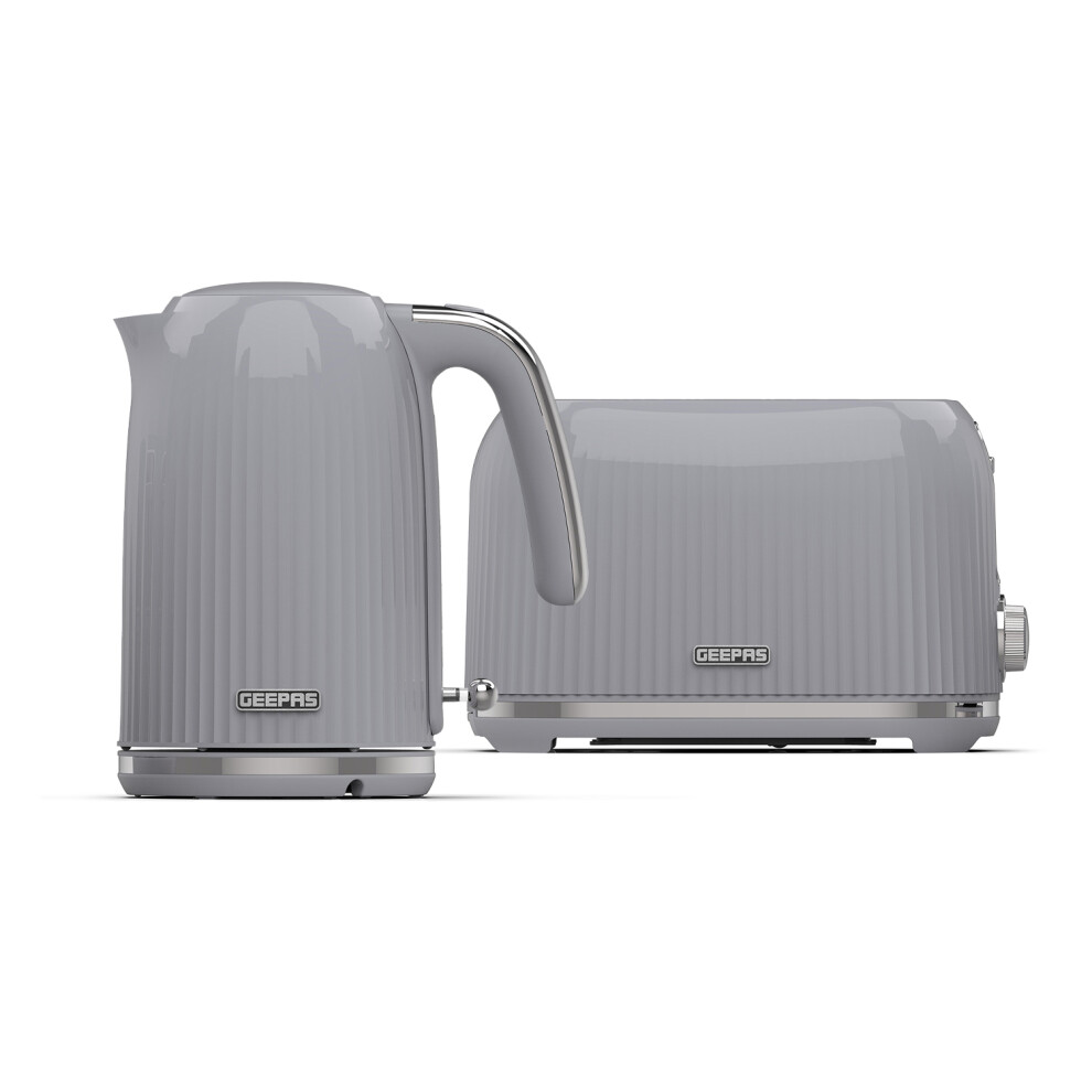 (Grey) Geepas 1750W Toaster&1.7L Cordless Electric Kettle
