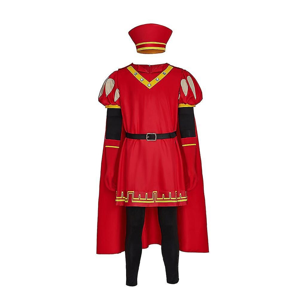 (2XL) Shrek Cosplay Lord Farquaad Costume Men's Farquaad Outfits Red