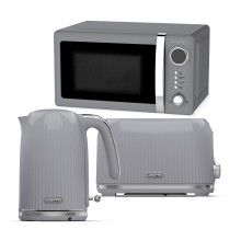 (Grey) Geepas Kettle, 2Slice Bread Toaster & MicrowaveSet