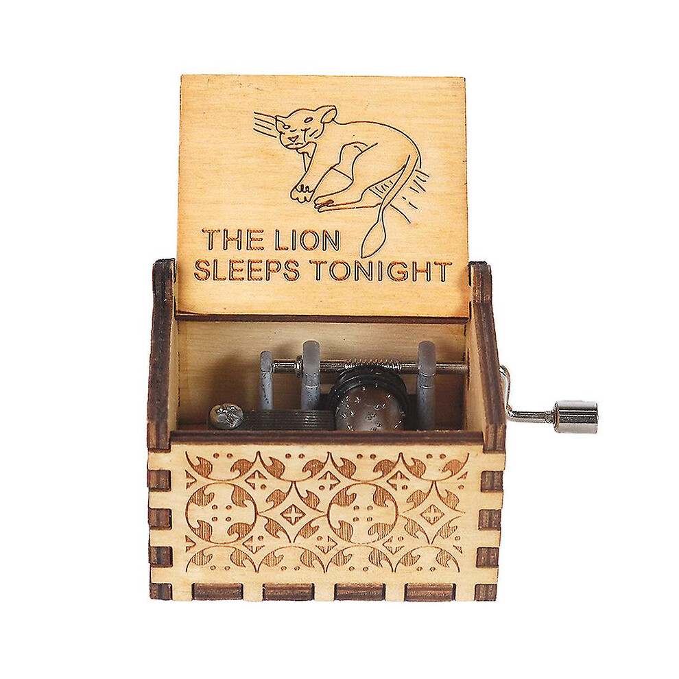 (Sleeping lion) Music Box Wooden Crafts Christmas Gift