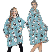 (Puppy - Blue, 7-12 Years) Blanket Hoodie Fluffy Fleece Hoodie Blanket For Women