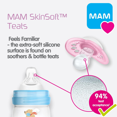 Mam Bottles 0-3 Months MAM Easy Start Bottles In Grey 260ml Pack