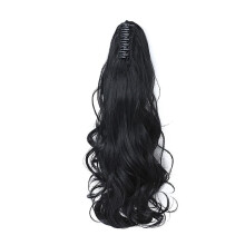 (black) 18" Long Curly Ponytail Extension Claw Clip On Ponytail For Women