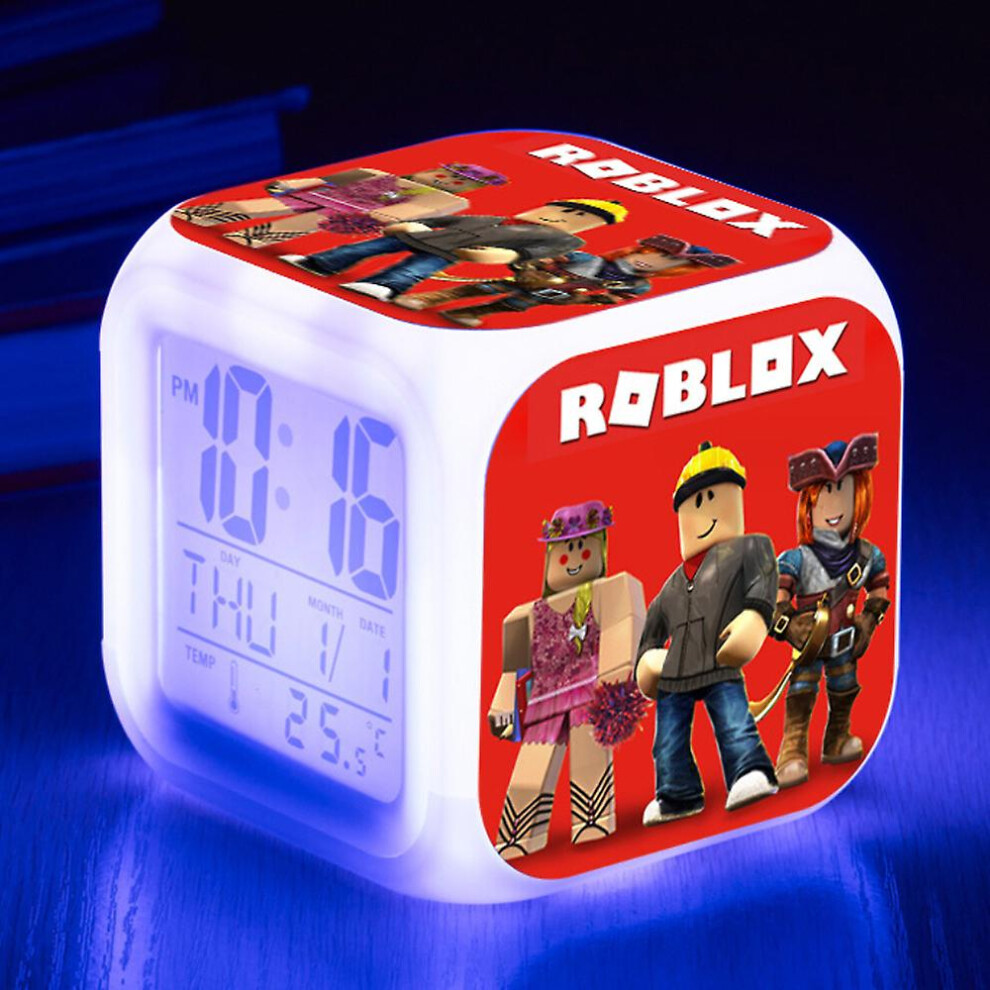 (C) Roblox Print Digital Alarm Clock 7 Color Changing Game Night Light Led Display Bedside Clock Home Decor Kids Gifts
