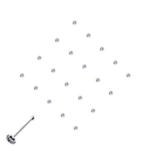 Jewelco London Jewelco London Ladies Sterling Silver Cubic Zirconia Nose Studs - Pack of 20 2mm - NP2WH