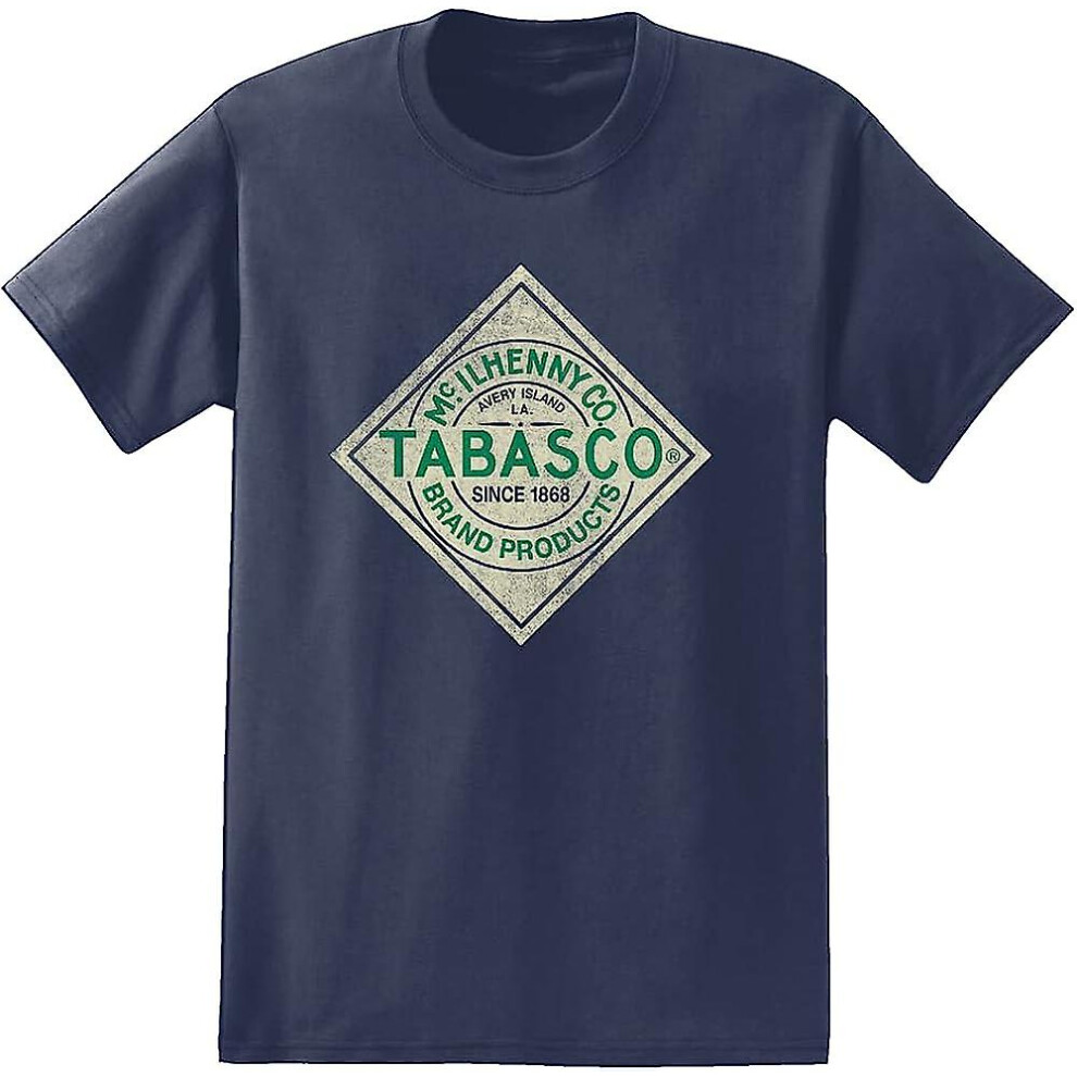 (Navy Blue, L) Tabasco Hot Sauce Label Men's And Women's Short Sleeve T-shirt