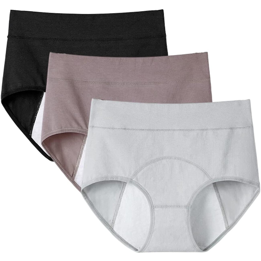 (Black X Gray X Coffee, Xxxxl) 3Pcs Womens Period Leakproof Pants Menstrual Panties Cotton Menstrual Underwear Black,Brown