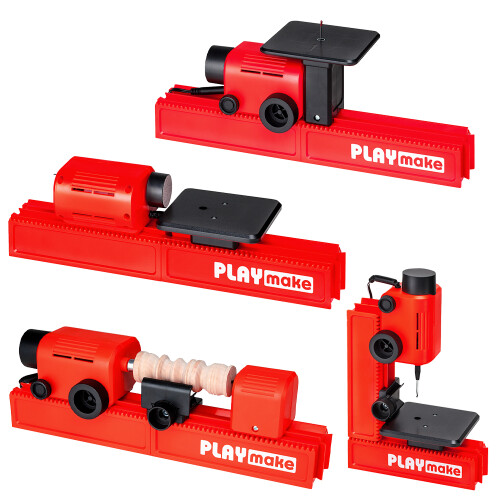 PLAYmake 4-in-1 Workshop - Children's Lathe, Jigsaw, Sander & Drill Modelling 2