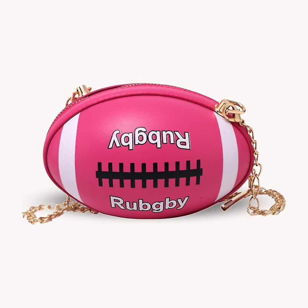 (pink) Chain Crossbody Fashion Casual Rugby Print Shoulder Bag