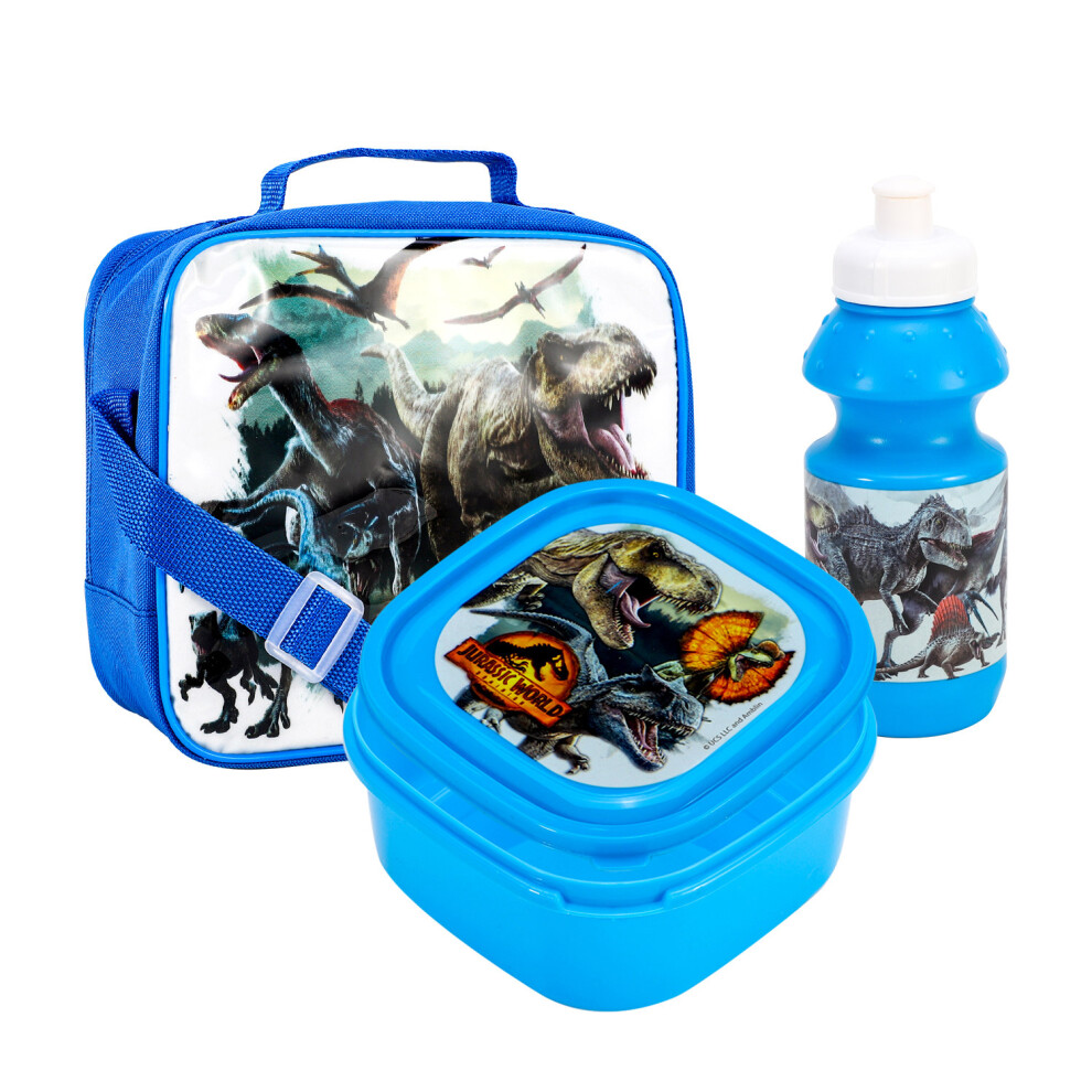 Jurassic World Insulated 3 Piece Lunch Bag, Sandwich Box & Bottle Set