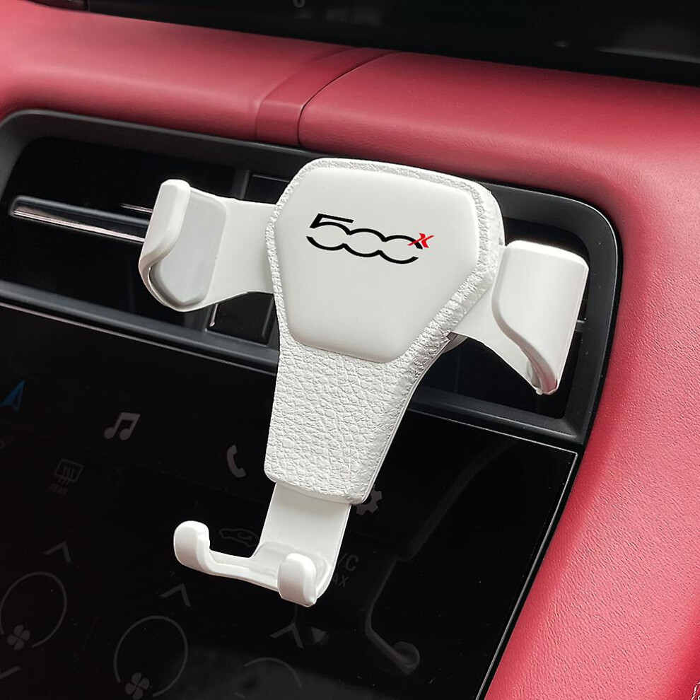 (For Fiat 500x White) Adjustable Mobile Phone Support For Car Ventilation Grid, Fiat Support For 500 500c 2012 500x 500l Abarth 695, Quick Support, Automobile Accessories
