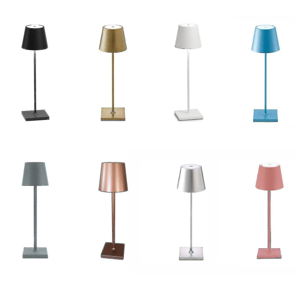 (Gray) Dimmable Cordless Table Lamp 3-way Aluminum Cordless Lamp For Reading
