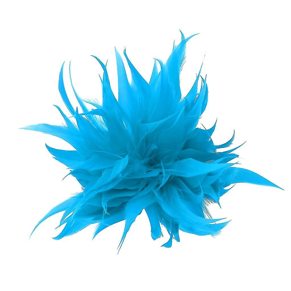 (Lake ) Feather-Flower Brooch For Banquet Celebration Favor Flower Corsage Blue