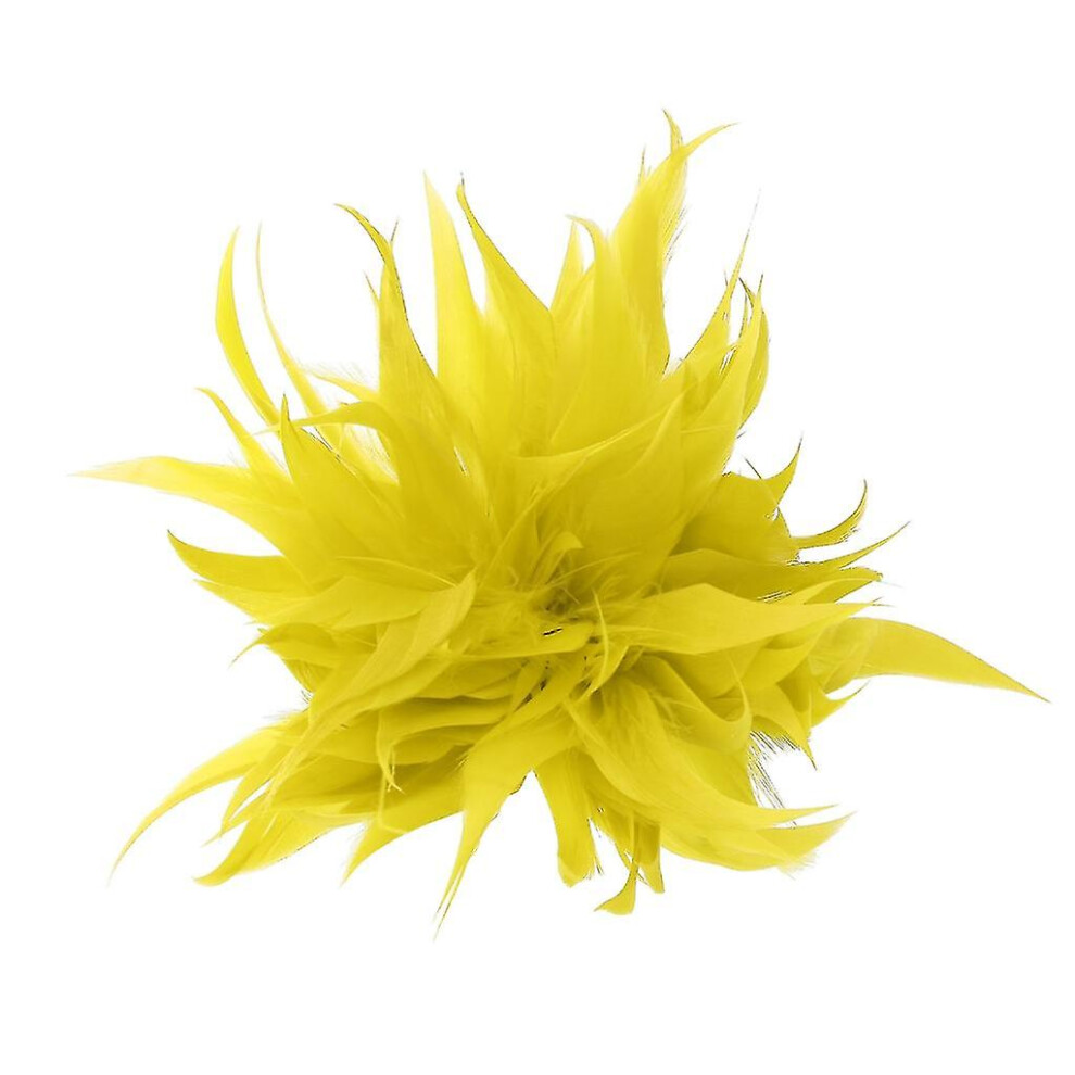 (Bright ) Feather-Flower Brooch For Banquet Celebration Favor Flower Corsage Yellow