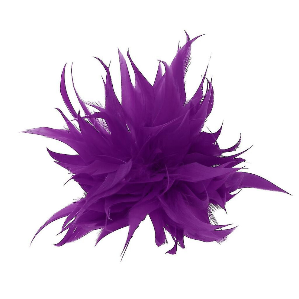 (Purple) Feather-Flower Brooch For Banquet Celebration Favor Flower Corsage Purple