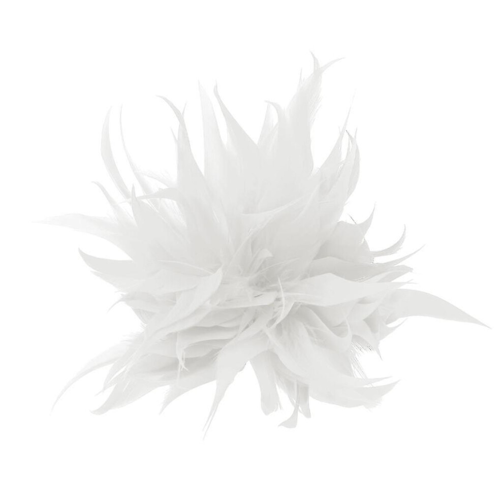 (White) Feather-Flower Brooch For Banquet Celebration Favor Flower Corsage White