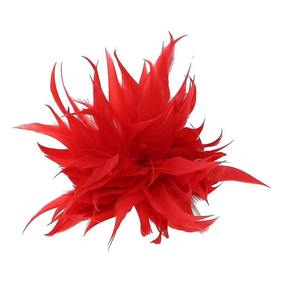 (Big red) Feather-flower Brooch For Banquet Celebration Favor Flower Corsage