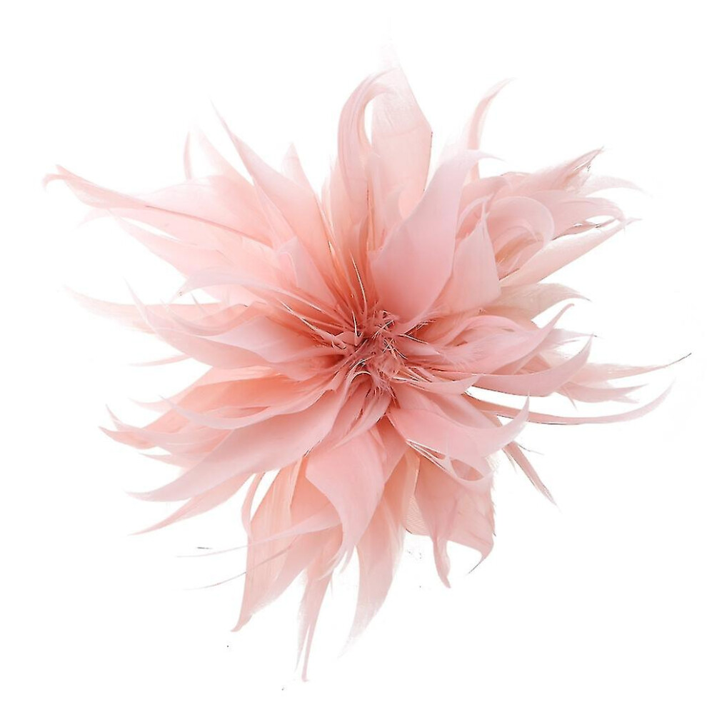 (Champagne) Feather-flower Brooch For Banquet Celebration Favor Flower Corsage