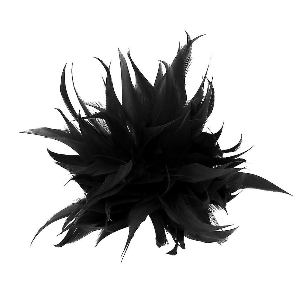 (Black) Feather-Flower Brooch For Banquet Celebration Favor Flower Corsage Black