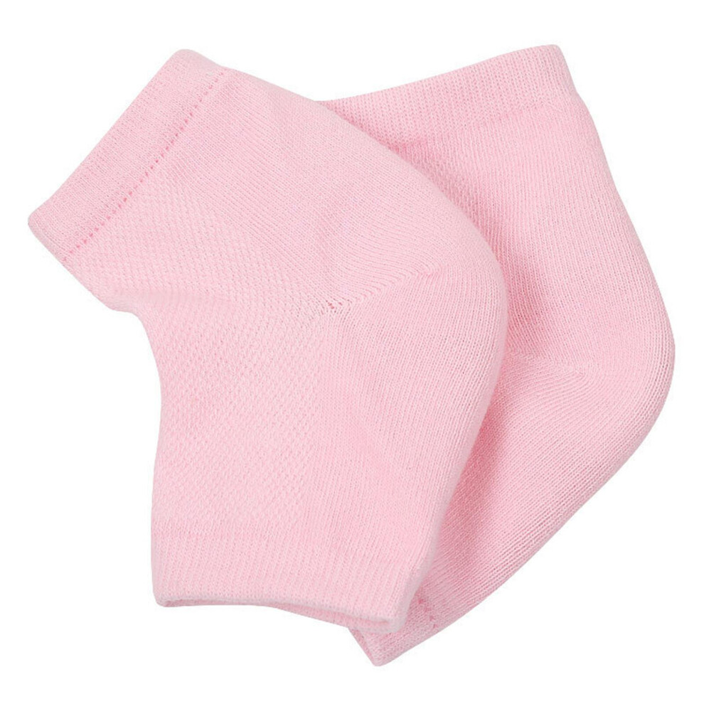 (Pink) Heel Anti Crack Sleeve With Gel Moisturizer For Overnight Treatment - Gray Half Socks