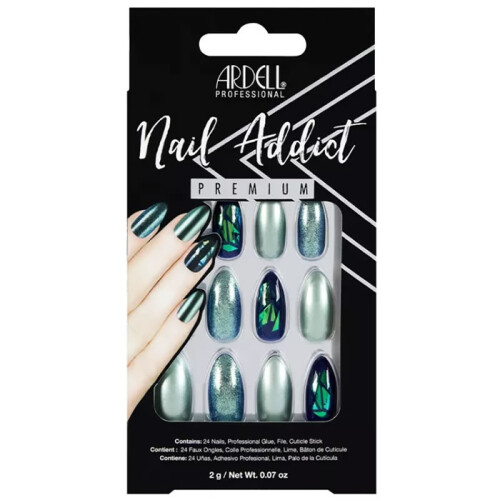Ardell Ardell Nail Addict Green Glitter Chrome False Nails