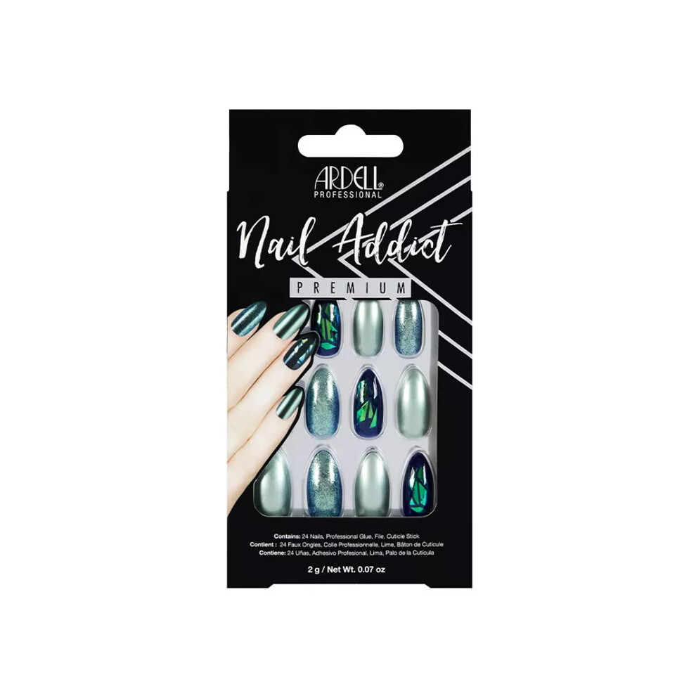 Ardell Green Nail Addict Glitter Chrome False Nails