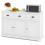 Casart White Buffet Sideboard Hallway Cabinet W/ 3 Drawers & Adjustable Shelf 1