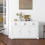 Casart White Buffet Sideboard Hallway Cabinet W/ 3 Drawers & Adjustable Shelf 4