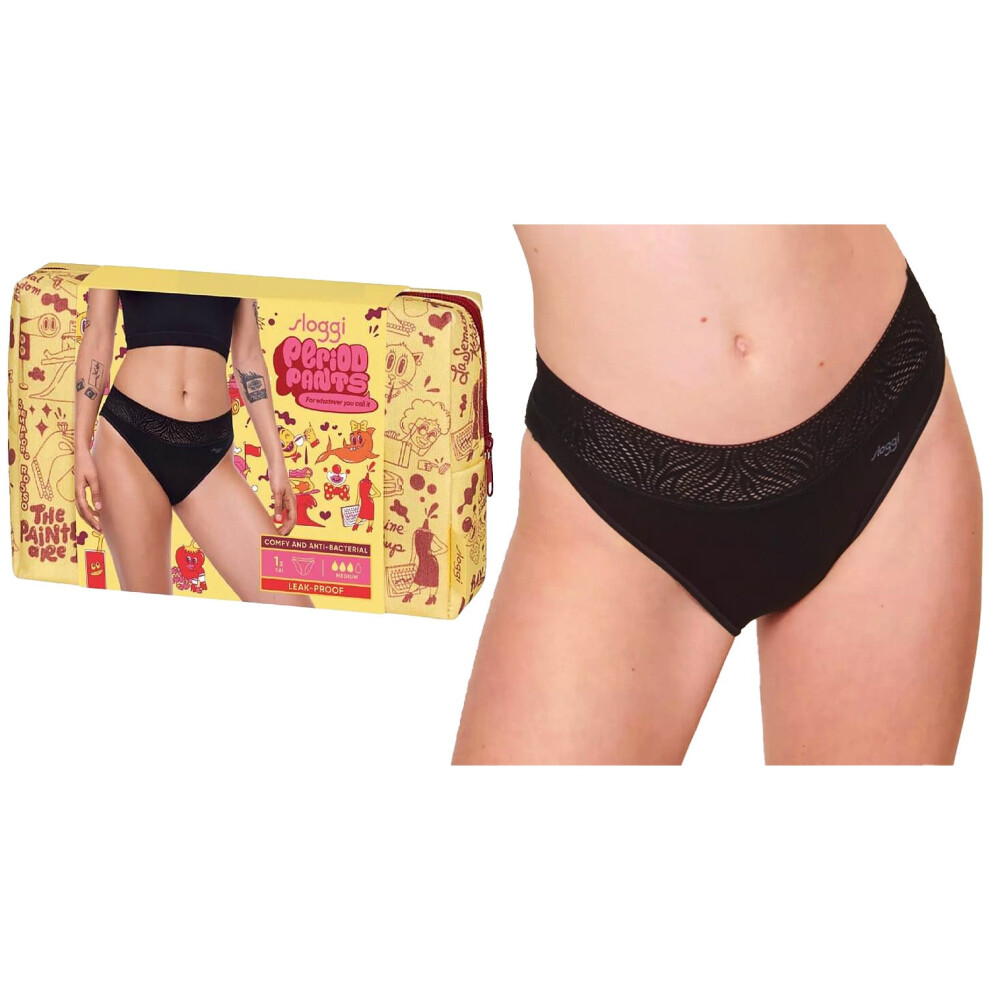 (M) Sloggi Period Pants Tai Medium Leakproof Womens Underwear Black Menstrual Panties Undies