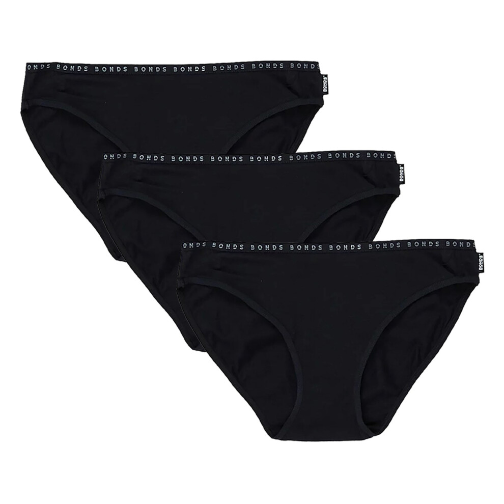 (Black, 12) 3PK Bonds Hipster Bikini Women Ladies Comfy Underwear Undies Panties Brief WUFNA