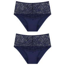(10) 2x Triumph Essential Lace Maxi Womens Underwear Panties Full Briefs Navy Blue Undies Lingerie