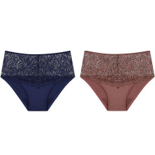 (10) 2pcs Triumph Essential Lace Maxi Womens Underwear Full Briefs Navy Blue Cacao Brown Undies Ladies Panties