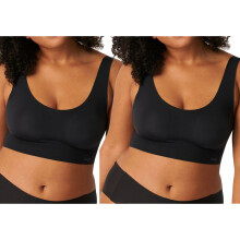 (L) 2x Sloggi Zero Feel Invisible Comfort Womens Wire Free Bra Crop Top Black Padded