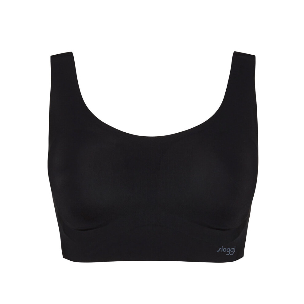 (Black, XL) Sloggi Zero Feel Crop Top Invisible Comfort Womens Wire Free Wireless Bra Padded